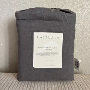 NWT King 100% Linen Sheet Set Dark Gray - Casaluna